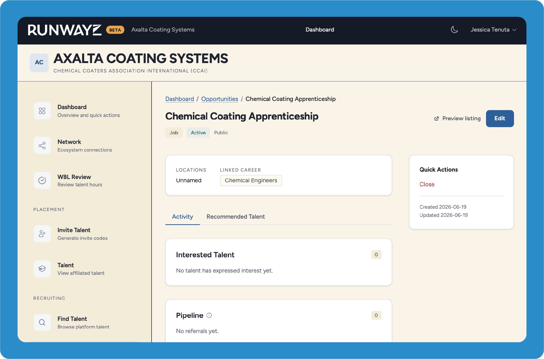 Runwayz Opportunities and recruiting screen