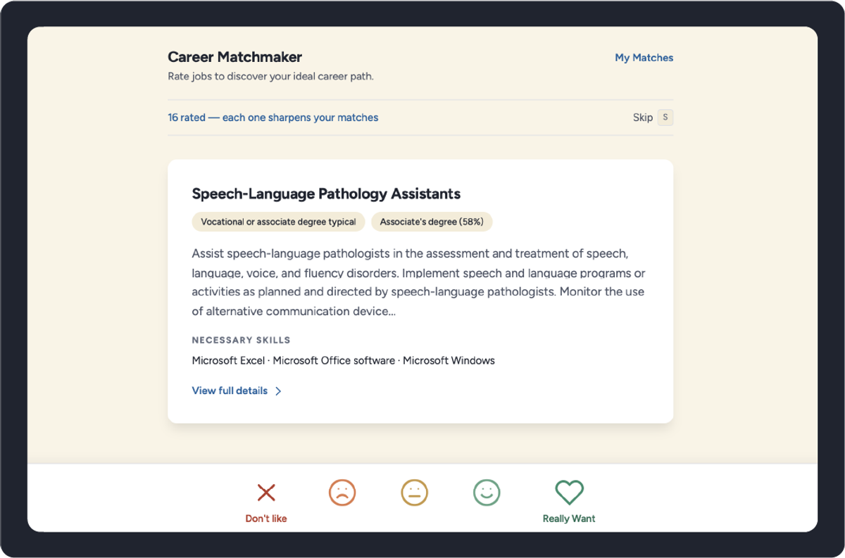 Runwayz Discover Pathways screen